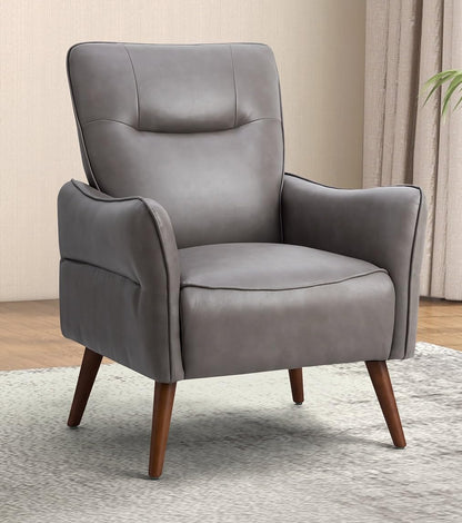 LSFH Unique Design True Innovations Amyle Accent Chair, Ottoman Armchair with Solid Sagwan Wooden Frame Single Sofa Chair for Small Apartments, Living Room or Bedroom (1 Chair, Grey)