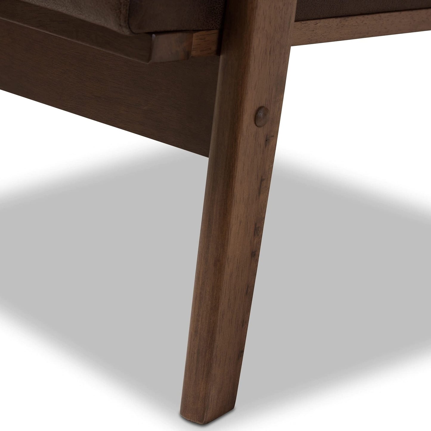 LSFH Unique Design True Innovations Bianca Leatherette Accent Chair Armchair with Solid Sagwan Wooden Frame Single Sofa Chair for Small Apartments, Living Room or Bedroom (1 Chair, Dark Brown)