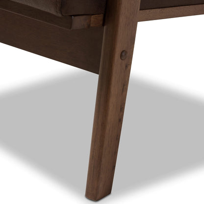 LSFH Unique Design True Innovations Bianca Leatherette Accent Chair Armchair with Solid Sagwan Wooden Frame Single Sofa Chair for Small Apartments, Living Room or Bedroom (1 Chair, Dark Brown)
