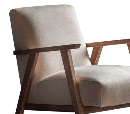 LSFH Unique Design True Innovations Odsey Accent Chair Armchair with Solid Sagwan Wooden Frame Single Sofa Chair for Small Apartments, Living Room or Bedroom (Set of 2 Chairs, Beige)