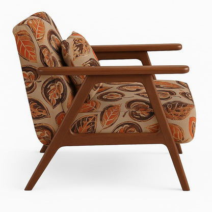 LSFH Unique Design True Innovations Grcia Hendricks Accent Chair Armchair with Solid Sagwan Wooden Frame Single Sofa Chair for Small Apartments, Living Room or Bedroom (1 Chair, Leaf Printed)