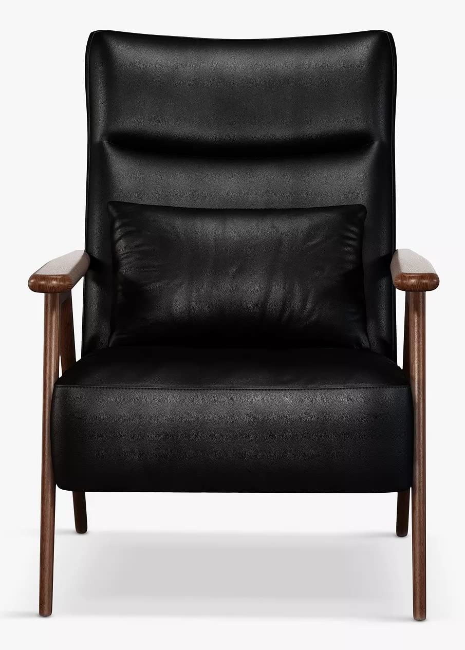 LSFH Unique Design True Innovations High Back Hendricks Leatherette Accent with Solid Sagwan Wooden Frame Single Sofa for Small Apartments, Living Room or Bedroom (1 Chair, Black)