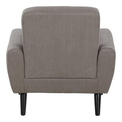 LSFH Unique Design True Innovations Wide Linen Fabric Accent Chair Armchair with Solid Sagwan Wooden Legs Single Sofa Chair for Small Apartments, Living Room or Bedroom (1 Chair, Grey)