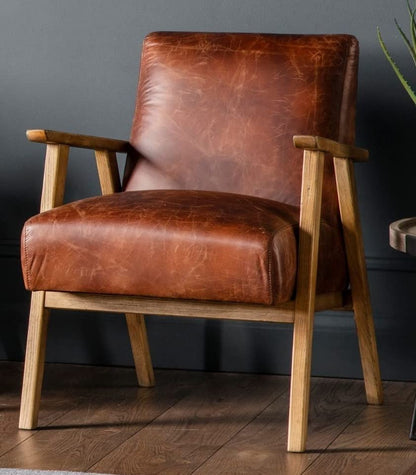 LSFH Unique Design True Innovations Odsey Accent Chair Armchair with Solid Sagwan Wooden Frame Single Sofa Chair for Small Apartments, Living Room or Bedroom (1 Chair, Brown)