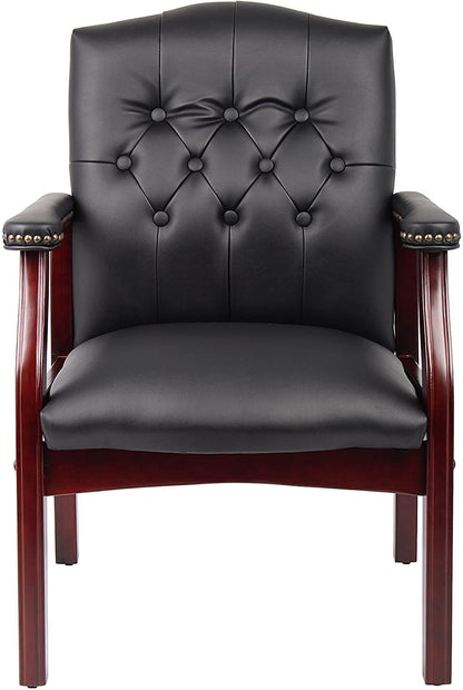 LSFH Unique Design True Innovations Ivy Button Tufted Accent Chair Armchair with Solid sagwan Wooden Frame Single Sofa Chair for Small Apartments, Living Room or Bedroom (Set of 2 Chair, Black)
