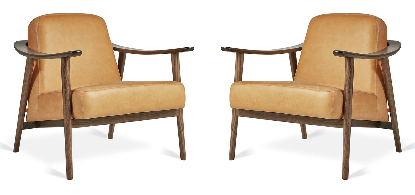 LSFH Unique Design Balticz Accent Chair Armchair with Solid Sagwan Wooden Frame Single Sofa Chair for Small Apartments, Living Room or Bedroom (Walnut Finish, Brown Set of 2 Chairs)