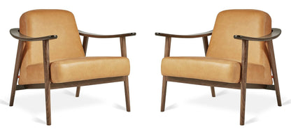 LSFH Unique Design Balticz Accent Chair Armchair with Solid Sagwan Wooden Frame Single Sofa Chair for Small Apartments, Living Room or Bedroom (Walnut Finish, Brown Set of 2 Chairs)