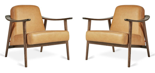 LSFH Unique Design Balticz Accent Chair Armchair with Solid Sagwan Wooden Frame Single Sofa Chair for Small Apartments, Living Room or Bedroom (Walnut Finish, Brown Set of 2 Chairs)