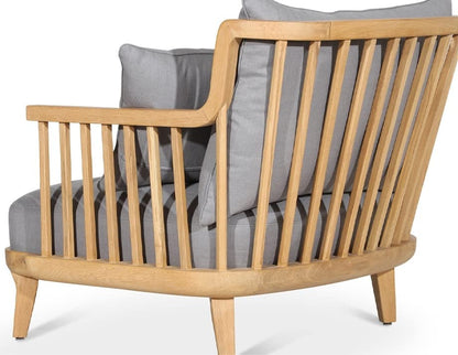 LSFH Unique Design Legaz Organic Shape Fabric Accent Chair Armchair with Solid Sagwan Wooden Frame Single Sofa Chair for Small Apartments, Living Room or Bedroom (1 Chair, Grey)