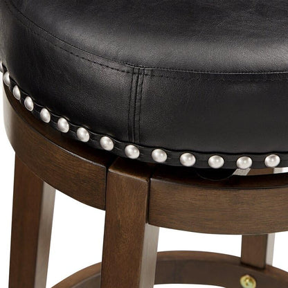 LSFH Unique Design True Innovations Arlettez Swivel Bar Stool with 100% Sagwan Wood Frame 360 Degree Ball & Cast Swivel Pub Height Bar Stool for Shop, Salon, Office and Home (1 Barstool, Black)