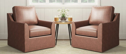 LSFH Unique Design True Innovations Wide Swivel 360 Degree Accent Chair Armchair Single Sofa Chair for Small Apartments, Living Room or Bedroom (Set of 2 Chairs, Brown)