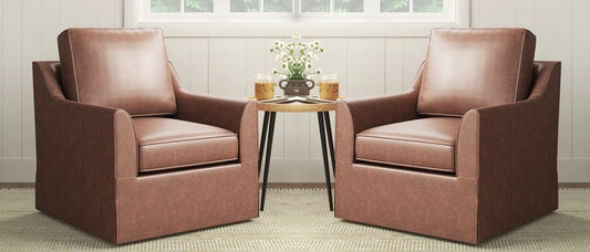 LSFH Unique Design True Innovations Wide Swivel 360 Degree Accent Chair Armchair Single Sofa Chair for Small Apartments, Living Room or Bedroom (Set of 2 Chairs, Brown)