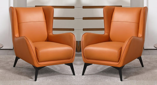 LSFH Unique Design True Innovations Aaltoz Accent Chair, Armchair with Solid Sagwan Wooden Frame Single Sofa Chair for Small Apartments, Living Room or Bedroom (Set of 2 Chairs, Brown)