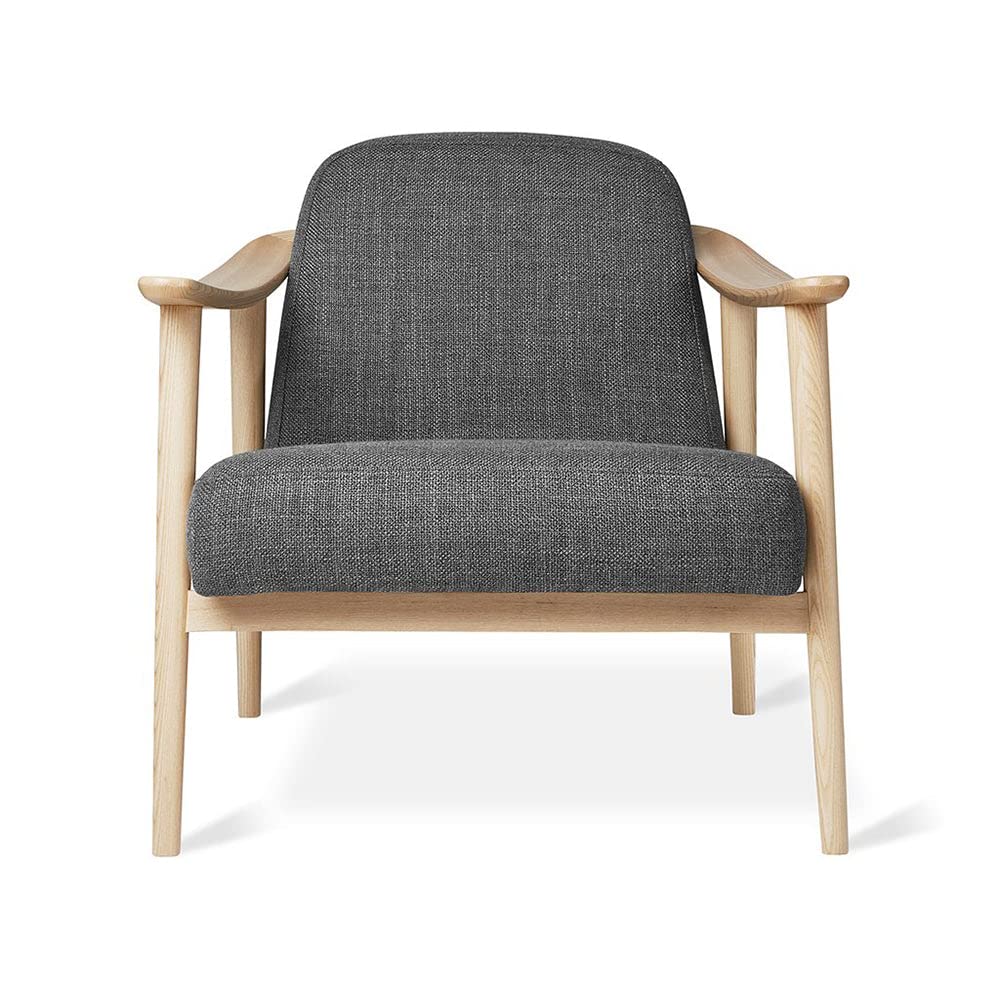 LSFH Unique Design Balticz Accent Chair Armchair with Solid Sagwan Wooden Frame Single Sofa Chair for Small Apartments, Living Room or Bedroom (Natural Finish, Grey 1 Chair)