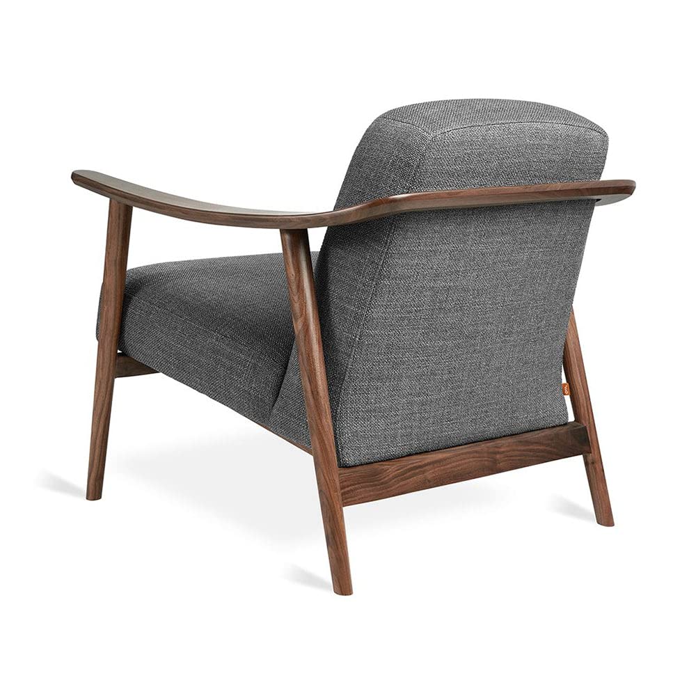 LSFH Unique Design Balticz Accent Chair Armchair with Solid Sagwan Wooden Frame Single Sofa Chair for Small Apartments, Living Room or Bedroom (Walnut Finish, Grey Set of 2 Chairs)