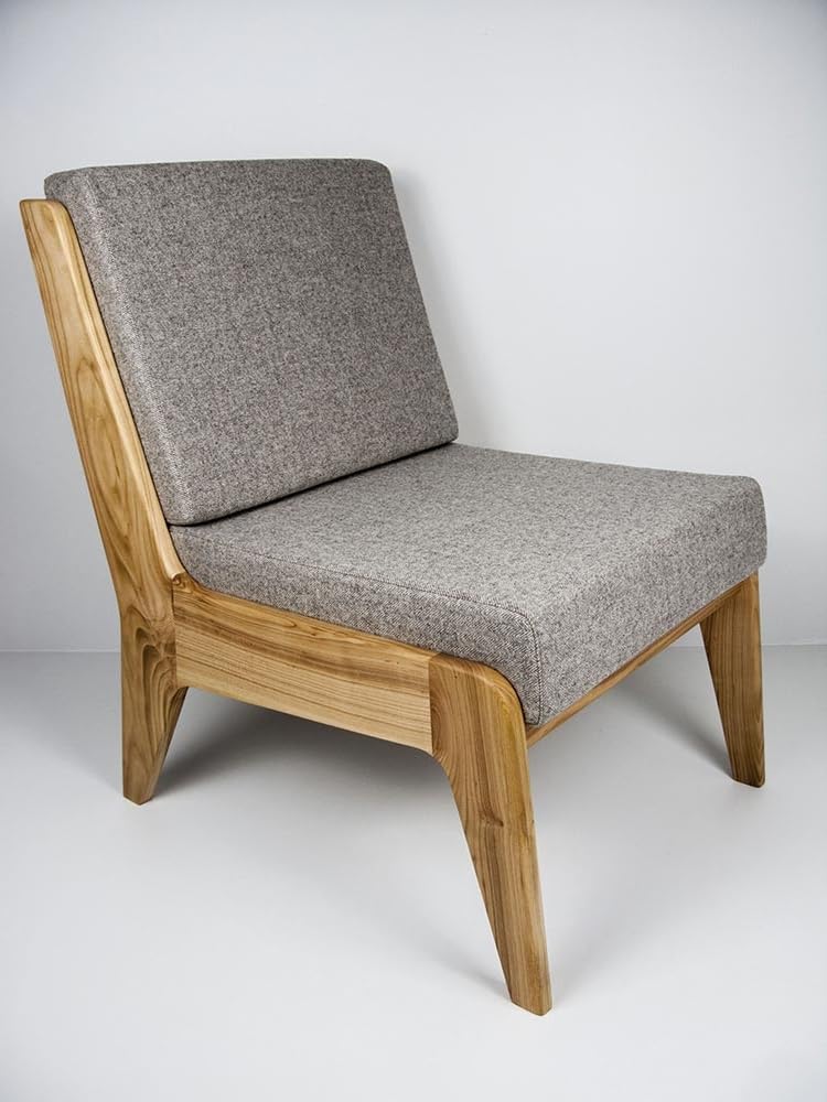 LSFH Unique Design Fabric Upholstered Merisiez Accent Chair with Solid Sagwan Wooden Frame Single Sofa Chair for Small Apartments, Living Room or Bedroom (1 Chair, Grey)