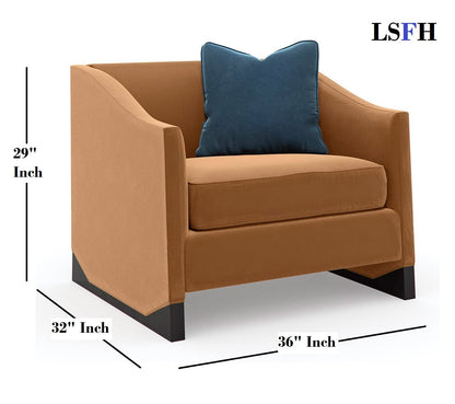 LSFH Unique Design Caracole Base Upholstery Accent Chair Armchair Single Sofa Chair for Small Apartments, Living Room or Bedroom (1 Chair, Brown)