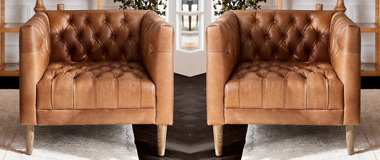 LSFH Unique Design Rollins Button Tufted Accent Chair Armchair with Solid Sagwan Wooden Legs Single Sofa Chair for Small Apartments, Living Room or Bedroom (Set of 2 Chairs, Brown)