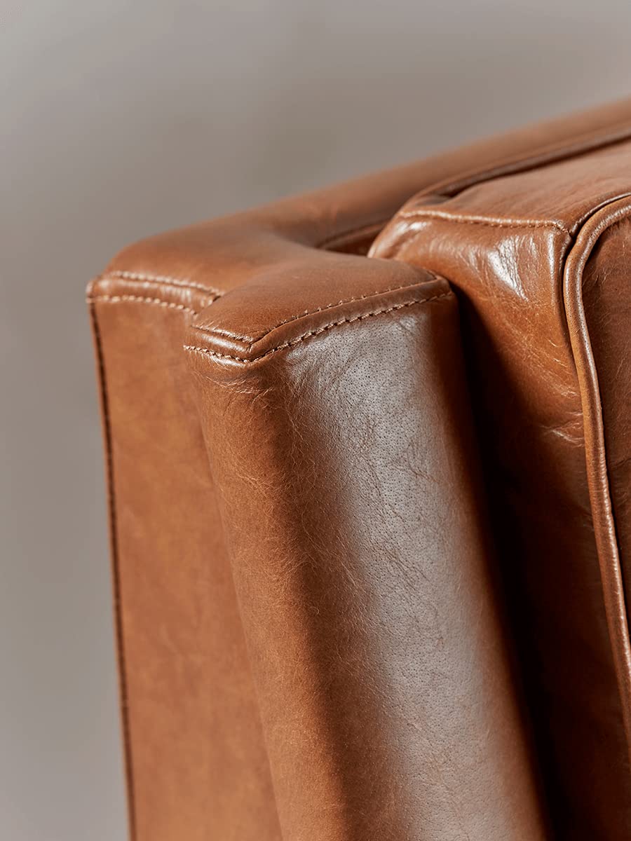 LSFH Unique Design True Innovations Buttoned Leatherette Accent Chair Armchair with Gold Stainless Steel Legs Single Sofa Chair for Small Apartments, Living Room or Bedroom (1 Chair, Brown)