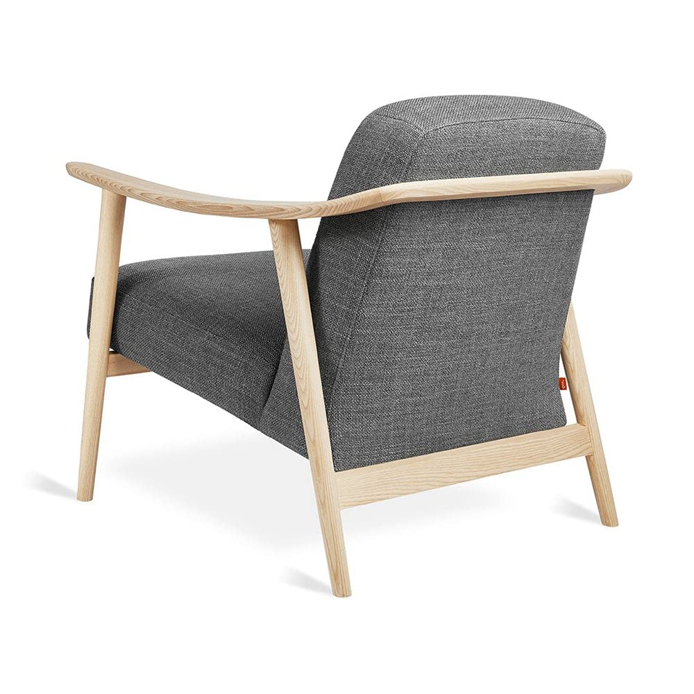 LSFH Unique Design Balticz Accent Chair Armchair with Solid Sagwan Wooden Frame Single Sofa Chair for Small Apartments, Living Room or Bedroom (Natural Finish, Grey 1 Chair)