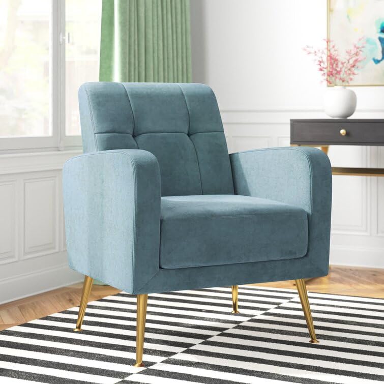 LSFH Unique Design True Innovations Florianaz Accent Chair, Armchair with Solid Sagwan Wooden Frame Single Sofa Chair for Small Apartments, Living Room or Bedroom (1 Chair, Sky Blue)