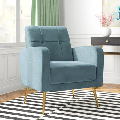 LSFH Unique Design True Innovations Florianaz Accent Chair, Armchair with Solid Sagwan Wooden Frame Single Sofa Chair for Small Apartments, Living Room or Bedroom (1 Chair, Sky Blue)