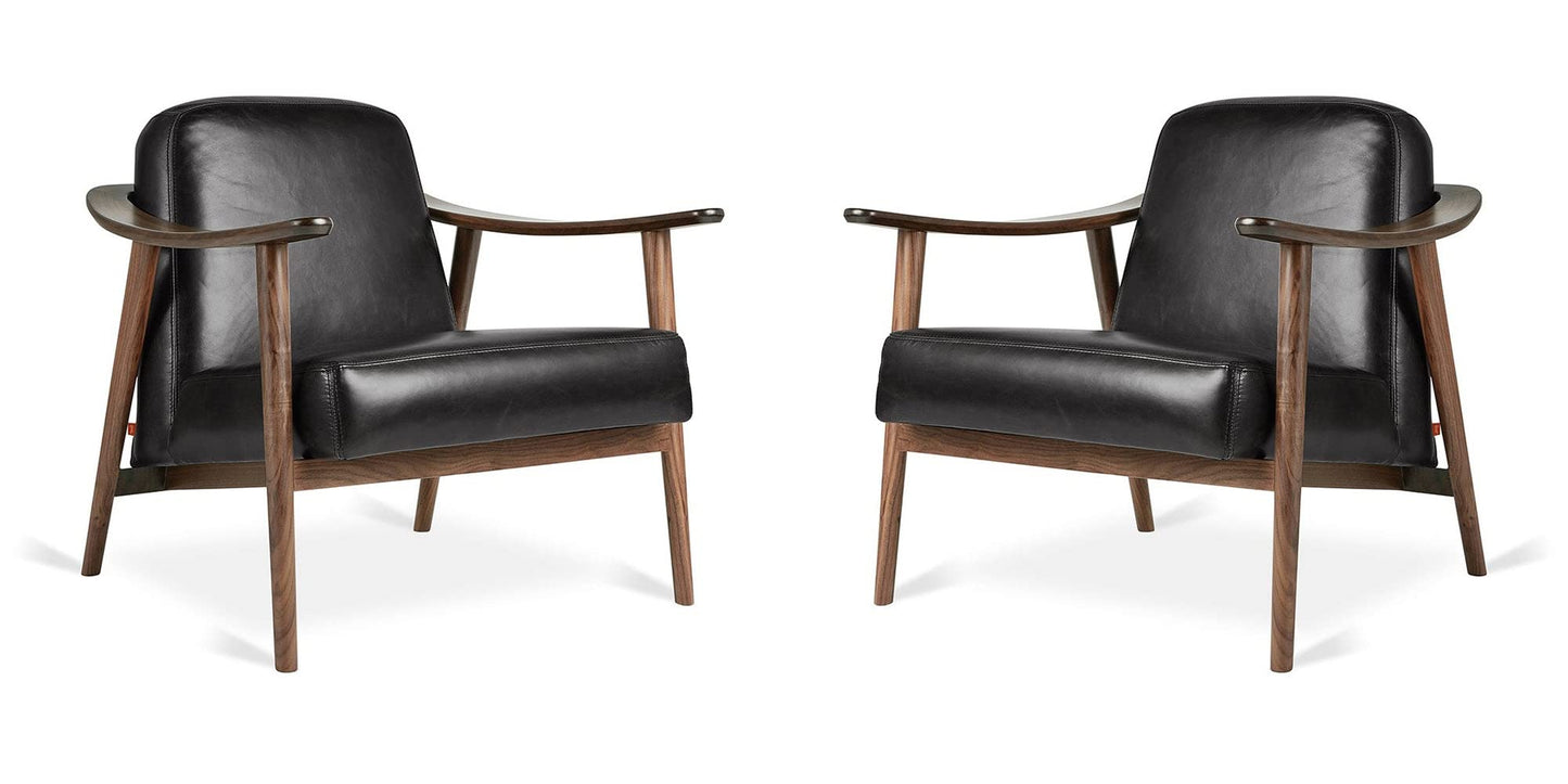 LSFH Unique Design Balticz Accent Chair Armchair with Solid Sagwan Wooden Frame Single Sofa Chair for Small Apartments, Living Room or Bedroom (Walnut Finish, Black Set of 2 Chairs)