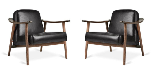 LSFH Unique Design Balticz Accent Chair Armchair with Solid Sagwan Wooden Frame Single Sofa Chair for Small Apartments, Living Room or Bedroom (Walnut Finish, Black Set of 2 Chairs)