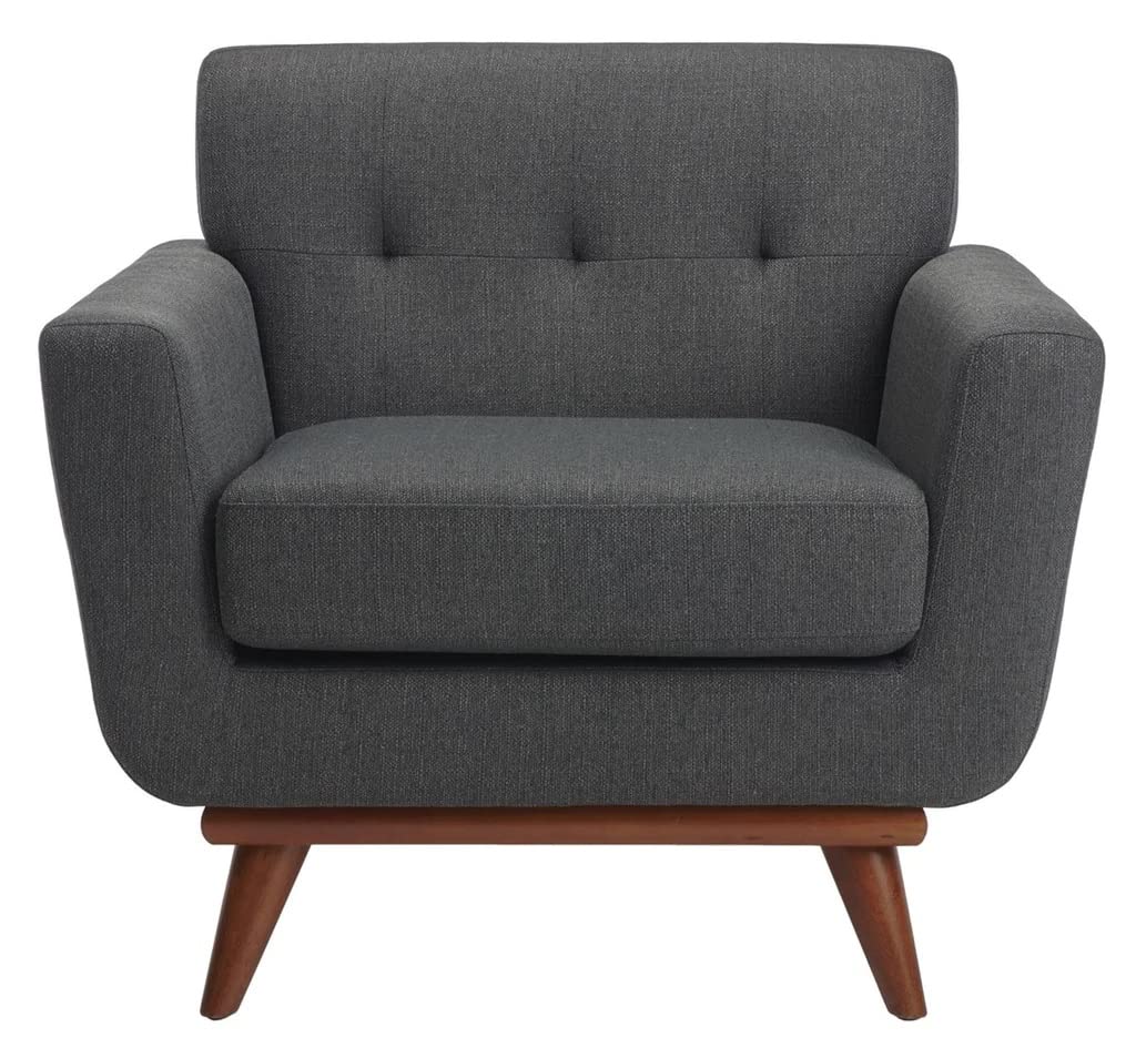 LSFH Unique Design True Innovations Opal Tufted Accent Chair Armchair with Solid Sagwan Wooden Legs Single Sofa Chair for Small Apartments, Living Room or Bedroom (Set of 2 Chairs, Grey)