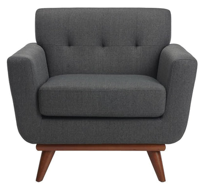 LSFH Unique Design True Innovations Opal Tufted Accent Chair Armchair with Solid Sagwan Wooden Legs Single Sofa Chair for Small Apartments, Living Room or Bedroom (Set of 2 Chairs, Grey)