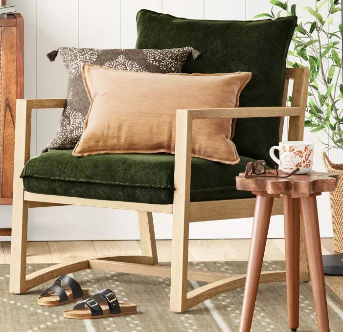 LSFH Unique Design Higginz Lounge Chair, Accent Chair Armchair with Solid Sagwan Wooden Frame Single Sofa Chair for Small Apartments, Living Room or Bedroom (1 Chair, Olive)