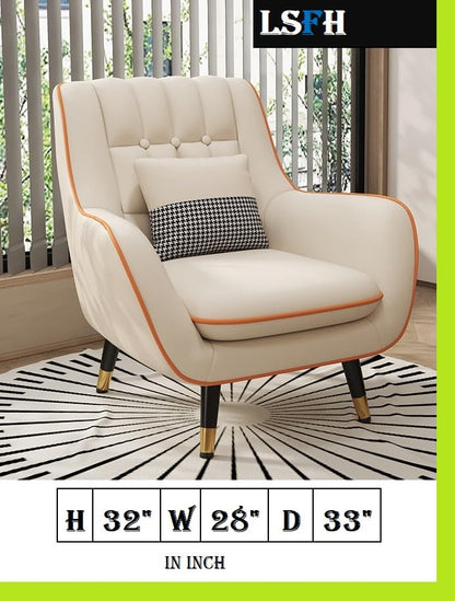 LSFH Unique Design True Innovations Nordic Light Accent Chair, Armchair with Solid Sagwan Wooden Frame for Small Apartments, Living Room or Bedroom (1 Chair, Contrast Orange)