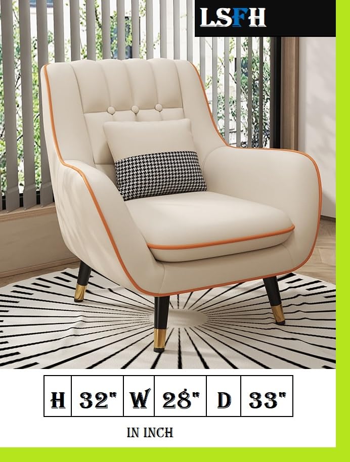 LSFH Unique Design True Innovations Nordic Light Accent Chair, Armchair with Solid Sagwan Wooden Frame for Small Apartments, Living Room or Bedroom (1 Chair, Sky Blue)