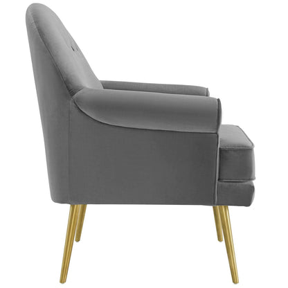 LSFH Unique Design True Innovations Revive Accent Chair Armchair with Gold Stainless Steel Legs Single Sofa Chair for Small Apartments, Living Room or Bedroom (1 Chair, Grey)
