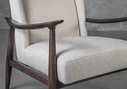 LSFH Unique Design True Innovations Clifton Accent Chair Armchair with Solid Sagwan Wooden Frame Single Sofa Chair for Small Apartments, Living Room or Bedroom (Set of 2 Chairs, Off-White)