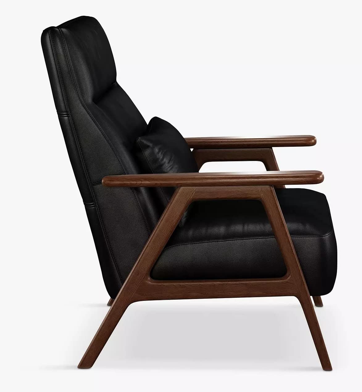 LSFH Unique Design True Innovations High Back Hendricks Leatherette Accent with Solid Sagwan Wooden Frame Single Sofa for Small Apartments, Living Room or Bedroom (Set of 2 Chairs, Black)