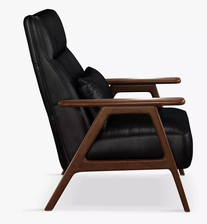 LSFH Unique Design True Innovations High Back Hendricks Leatherette Accent with Solid Sagwan Wooden Frame Single Sofa for Small Apartments, Living Room or Bedroom (Set of 2 Chairs, Black)
