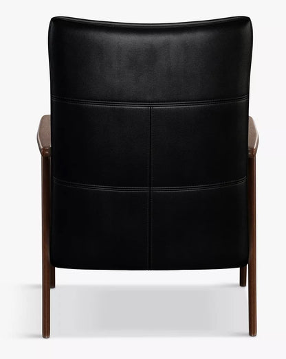 LSFH Unique Design True Innovations High Back Hendricks Leatherette Accent with Solid Sagwan Wooden Frame Single Sofa for Small Apartments, Living Room or Bedroom (1 Chair, Black)