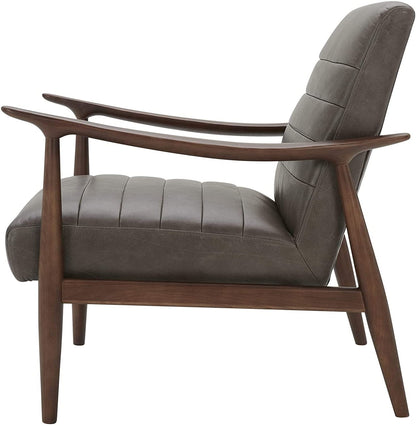 LSFH Unique Design Modern Channel Tufted Accent Chair Armchair with Solid Sagwan Wooden Frame Single Sofa Chair for Small Apartments, Living Room or Bedroom (Set of 2 Chairs, Charcoal)