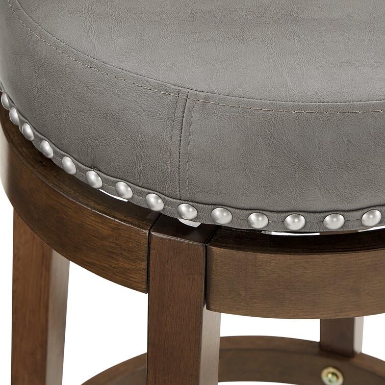 LSFH Unique Design True Innovations Arlettez Swivel Bar Stool with 100% Sagwan Wood Frame 360 Degree Ball & Cast Swivel Pub Height Bar Stool for Shop, Salon, Office and Home (1 Barstool, Grey)