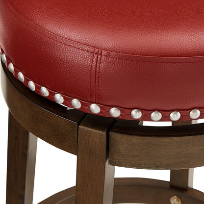 LSFH Unique Design True Innovations Arlettez Swivel Bar Stool with 100% Sagwan Wood Frame 360 Degree Ball & Cast Swivel Pub Height Bar Stool for Shop, Salon, Office and Home (Set of 2 Barstool, Red)