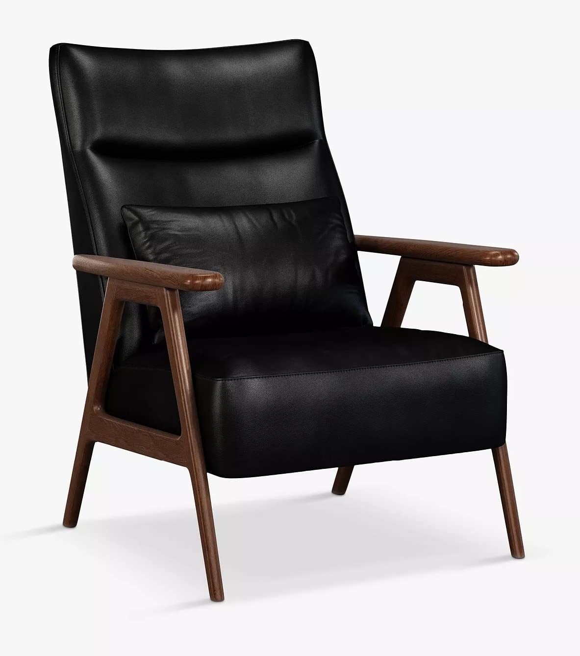 LSFH Unique Design True Innovations High Back Hendricks Leatherette Accent with Solid Sagwan Wooden Frame Single Sofa for Small Apartments, Living Room or Bedroom (Set of 2 Chairs, Black)