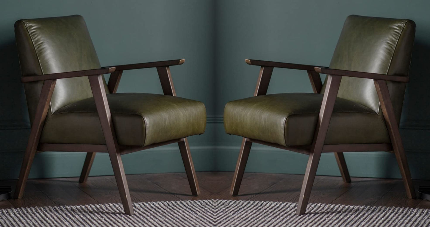 LSFH Unique Design True Innovations Odsey Accent Chair Armchair with Solid Sagwan Wooden Frame Single Sofa Chair for Small Apartments, Living Room or Bedroom (Set of 2 Chairs, Kai Green)