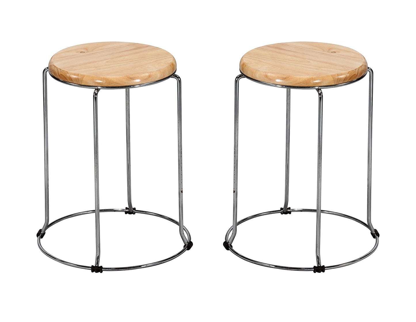 LSFH Unique Design True Innovations Wood Stack Stool Round Shape for Small Apartments, Living Room or Bedroom (Set of 2 Stools)