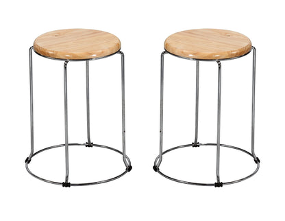 LSFH Unique Design True Innovations Wood Stack Stool Round Shape for Small Apartments, Living Room or Bedroom (Set of 2 Stools)