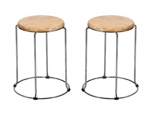 LSFH Unique Design True Innovations Wood Stack Stool Round Shape for Small Apartments, Living Room or Bedroom (Set of 2 Stools)