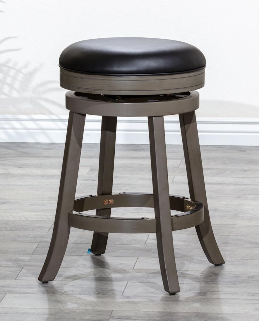 LSFH Unique Design True Innovations Wood Stack Stool Round Shape for Small Apartments, Living Room or Bedroom (1 Barstool, Black)