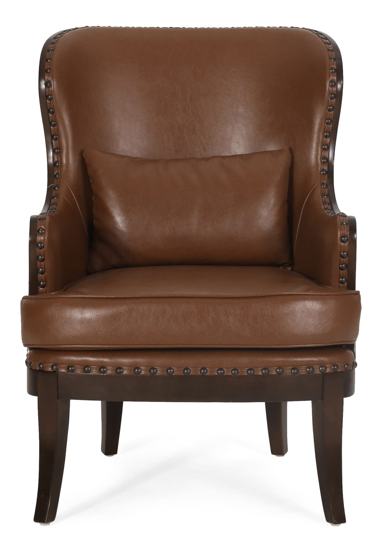 LSFH Unique Design True Innovations Mantua Accent Chair Armchair with Solid sagwan Wooden Legs Single Sofa Chair for Small Apartments, Living Room or Bedroom (Set of 2 Chair, Brown)