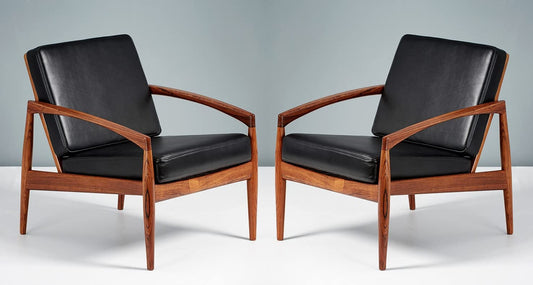 LSFH Unique Design Paper Knife Chair Leatherette Accent Chair Armchair with Solid Sagwan Wooden Frame Single Sofa Chair for Small Apartments, Living Room or Bedroom (Set of 2 Chairs, Black)