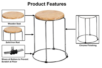 LSFH Unique Design True Innovations Wood Stack Stool Round Shape for Small Apartments, Living Room or Bedroom (Set of 5 Stools)
